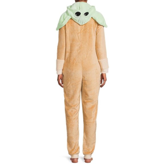 Star Wars The Mandalorian Grogu Hooded Adult Onesie Pajamas M  NWT - Picture 1 of 8